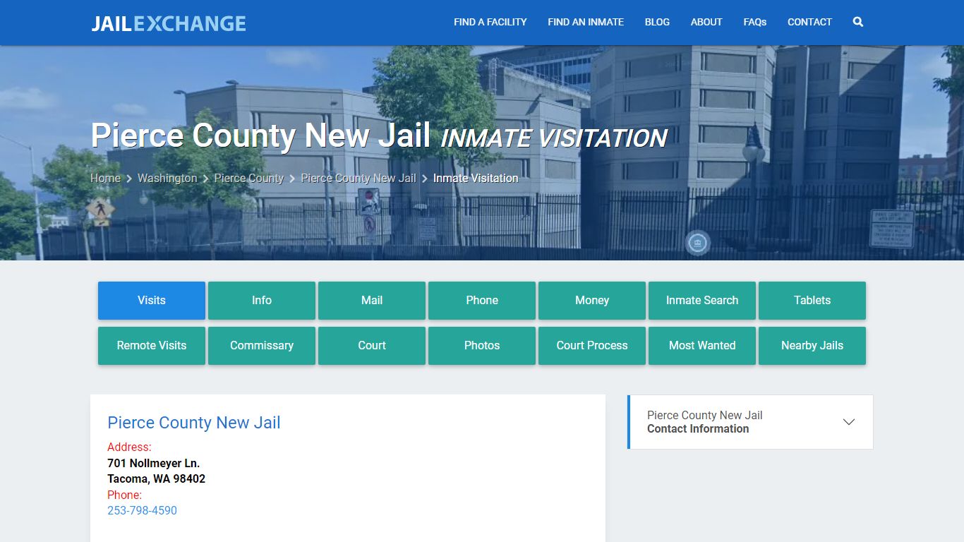 Inmate Visitation - Pierce County New Jail, WA - Jail Exchange