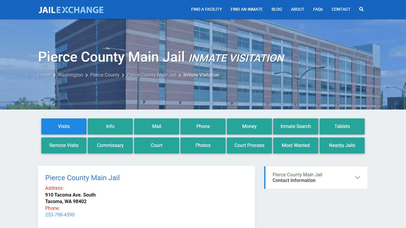 Inmate Visitation - Pierce County Main Jail, WA - Jail Exchange